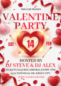 White Valentine Party A4 template