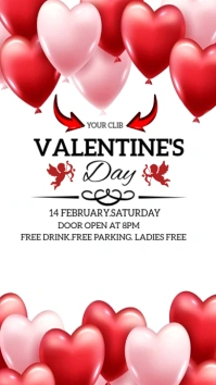 White  Valentines Day Digital Display (9:16) template