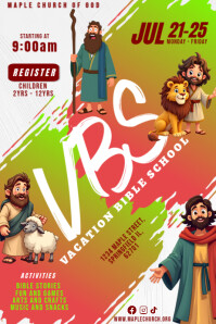 White Vibrant Maximalist Vacation Bible School Vbs Poster Póster template