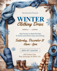White Vintage Community Winter Clothing Drive Donation Flyer Template - Charity Instagram Portrait