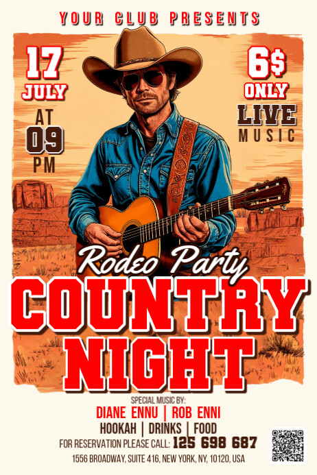 Copy of White Vintage Country Night Rodeo Party Poster | PosterMyWall