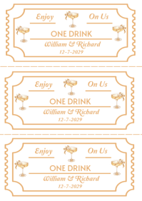 White Vintage happy hour Drink Ticket A4 template