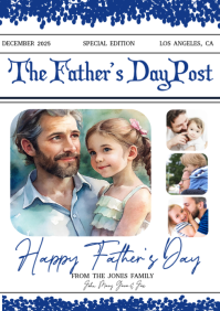 White Vintage Father's Day collage newsletter A4 template