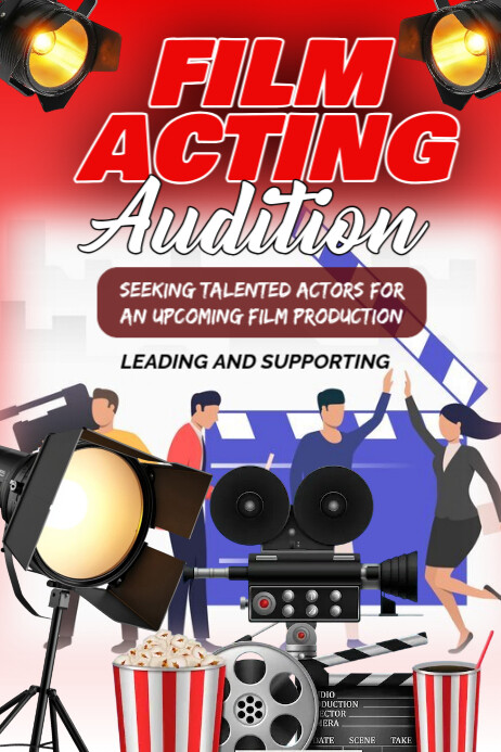 Cast Introduction Posters White Vintage Film Acting Audition Poster Template | PosterMyWall