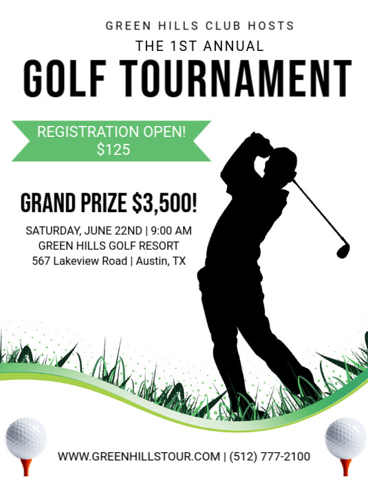 White Vintage Golf Tournament  Flyer (us Letter) template