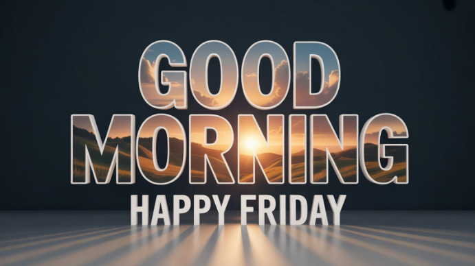 White Vintage Good Morning Happy Friday Sunrise Poster With Scenic ...