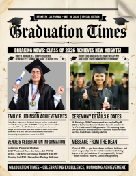 White Vintage Graduation Announcement Flyer template