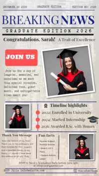 White Vintage Graduation Announcement Instagram Story Video template