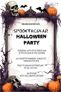 White Vintage Halloween Party  Poster template