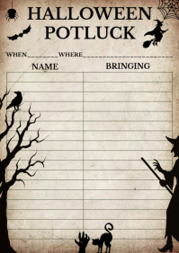 White Halloween Potluck A4 Template