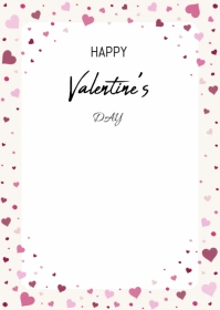 White Vintage Happy Valentine’s Day  A6 template