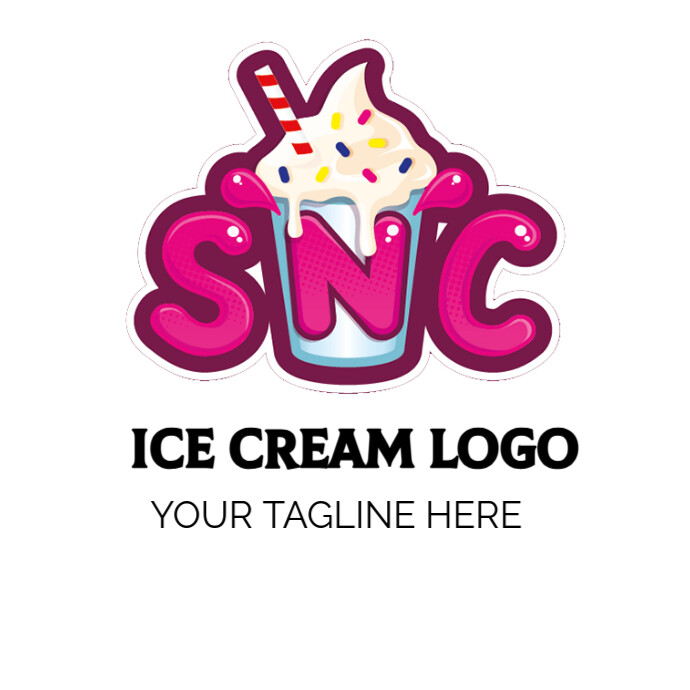 White Vintage Ice Cream Logo Logo Логотип template