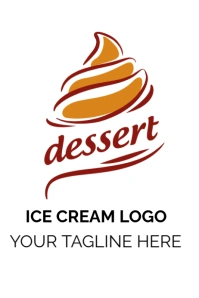 White Vintage Ice Cream Logo Poster template