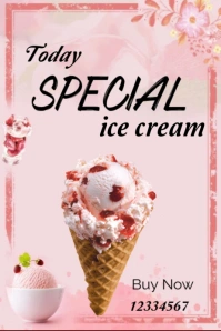 White Vintage Ice Cream  Poster template