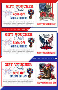 White Vintage Memorial Day Gift Voucher Tabloid Tabloide template