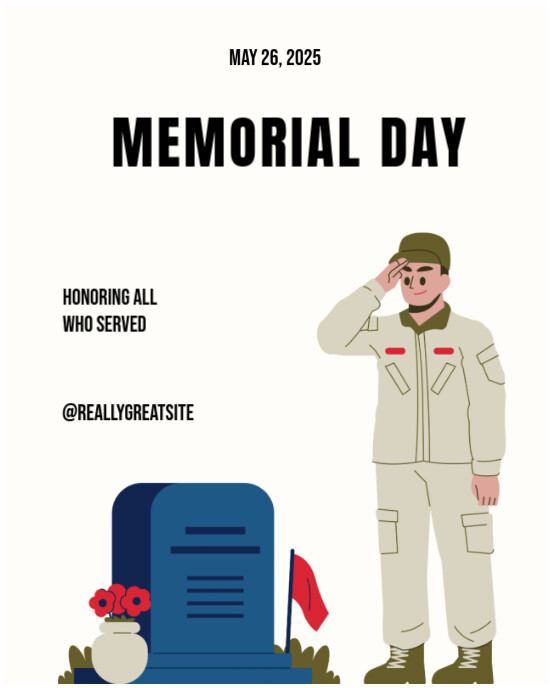 White Vintage Memorial Day  Instagram Portrait template