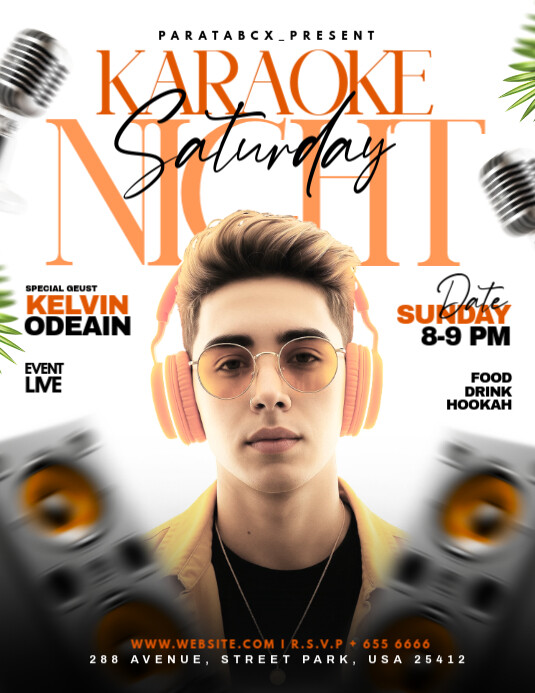 White Vintage Modern Karaoke Night Party Flyer Template For Club Event Flyer (us Letter) Pamflet (VSA Brief)