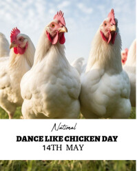 White Vintage National Dance Like Chicken Day Instagram Portrait template