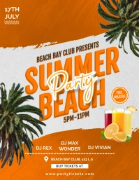 White Vintage Orange Summer Party Flyer (us L Pamflet (VSA Brief) template