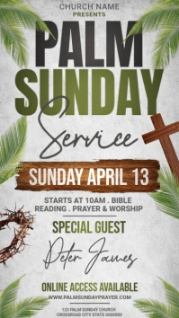 White Vintage Palm Sunday Service Invite Instagram Story template