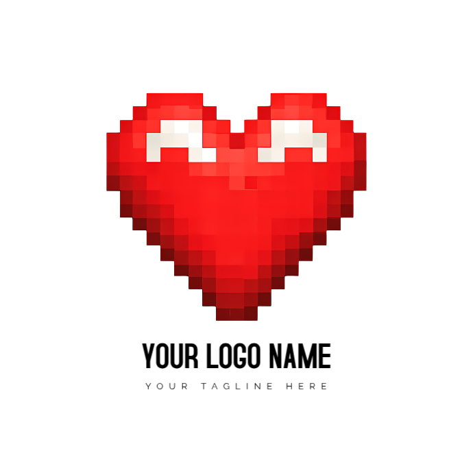 White Pixel Heart Logo Logos Template | PosterMyWall