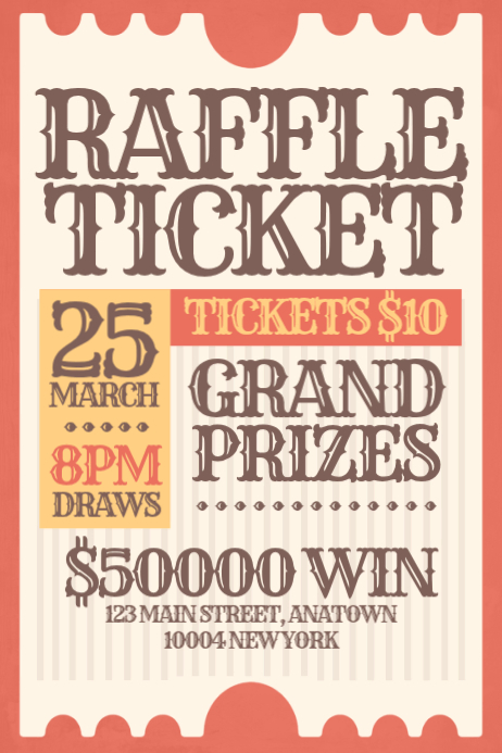 White Vintage Raffle Ticket Poster Template | PosterMyWall