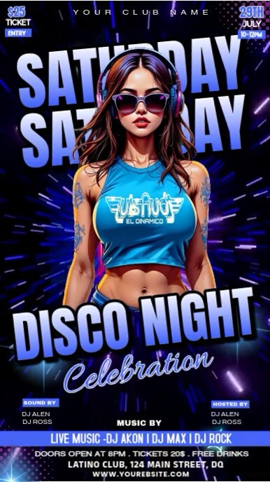White Vintage Saturday Disco Night Party Instagram Story template