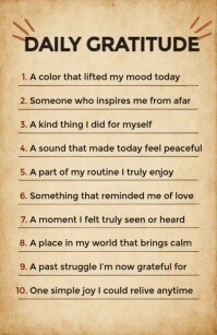 White Vintage Save For Daily Joy: 10 Gratitude Prompts Journal Tabloid Tabloïd template