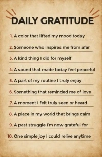 White Vintage Save For Daily Joy: 10 Gratitude Prompts Journal Tabloid template