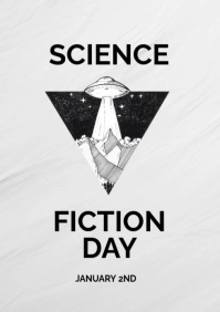 White Vintage Science Finction Day A3 template