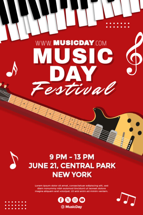 White Vintage Simple-background-music-festival Poster Plakkaat template