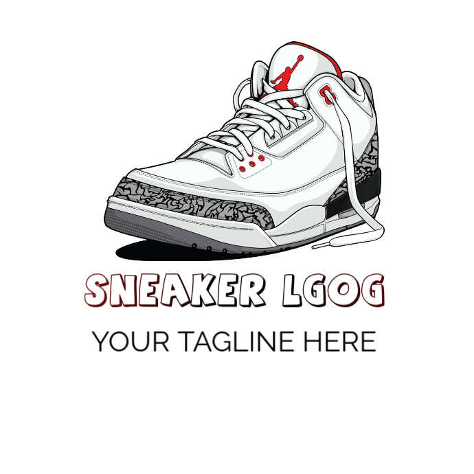 White Vintage Sneaker  Logo Logótipo template