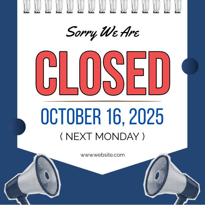 White Vintage Sorry We're Closed Announcement Instagram Post template
