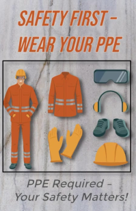 White Vintage Wear Ppe Sign Design Tabloid template