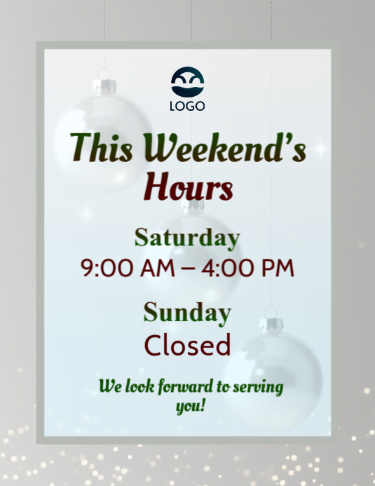 White Vintage Weekend Holiday Hours Business Poster Banner Post Card ...