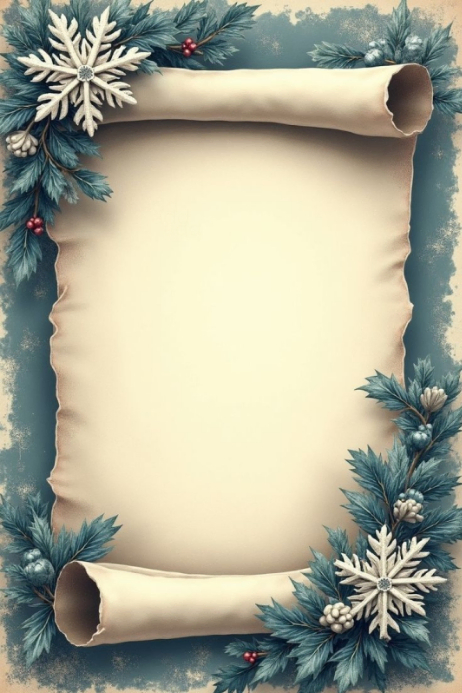 Winter Scroll Picture Example White Vintage Winter Parchment Scroll Template Poster | PosterMyWall