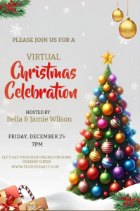 White  Virtual Christmas Celebration Invitation Poster Poster template