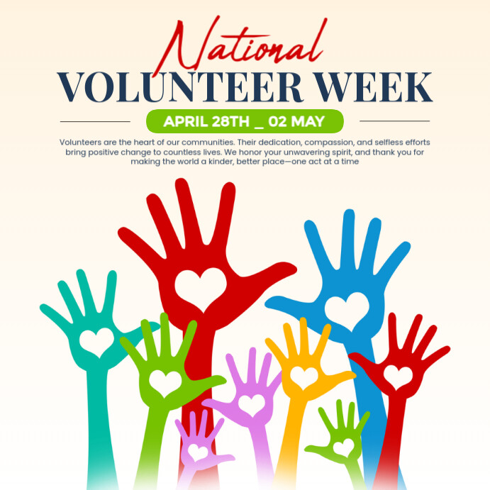 White Volunteer Appreciation Poster Square (1:1) template