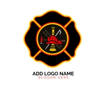 White  Volunteer Fire Department Firefighter Logotyp template