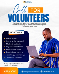 White Volunteer Recruitment Instagram Portrait Template