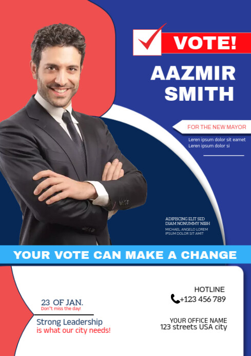 Election Mayor Card White Vote For City Mayor Election Poster A4 Template | PosterMyWall
