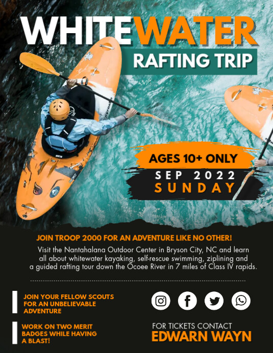 Une Brochure de Modèle de Flyer Aventure Rafting En Eau Vive | PosterMyWall