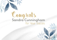 White Watercolor Congrats Card Template Postcard