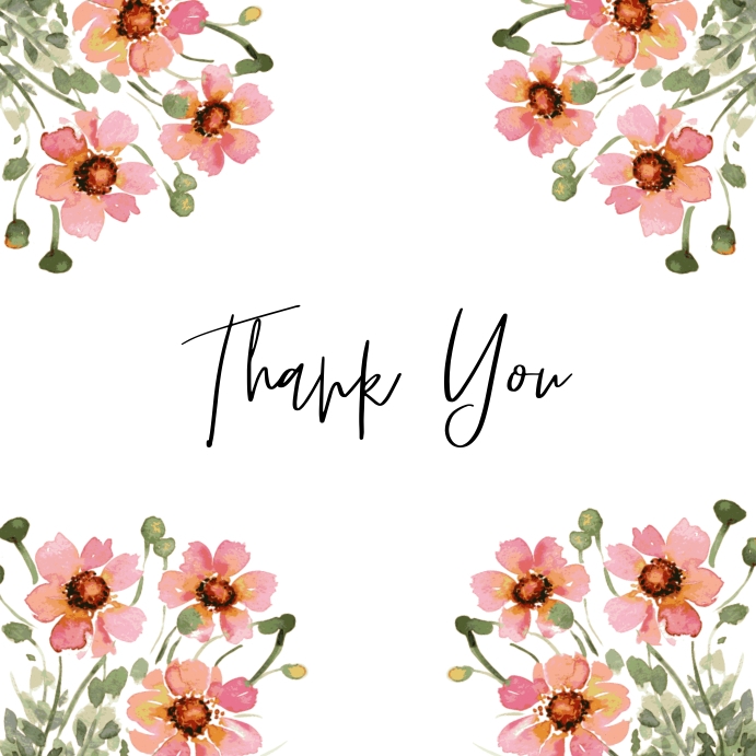 Copy of White watercolor Thank You Instagram Post | PosterMyWall