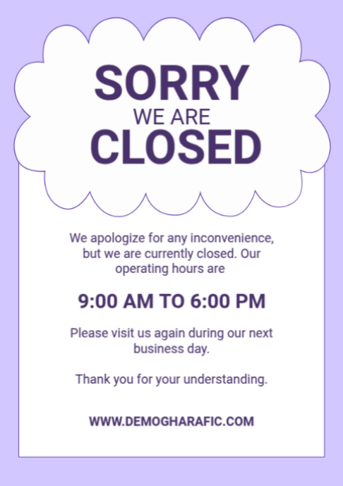 White We Are Closed A2 template