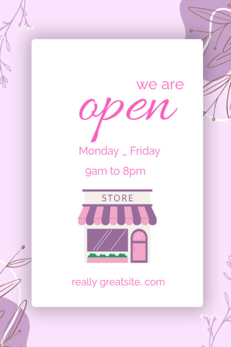 White  We Are Open Poster template