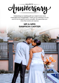 White Wedding Anniversary A4 template