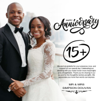 White Wedding Anniversary Square Persegi (1:1) template