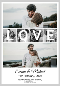 White Wedding Announcement A4 template