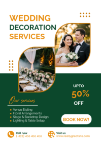 White Wedding Decoration Services A2 template